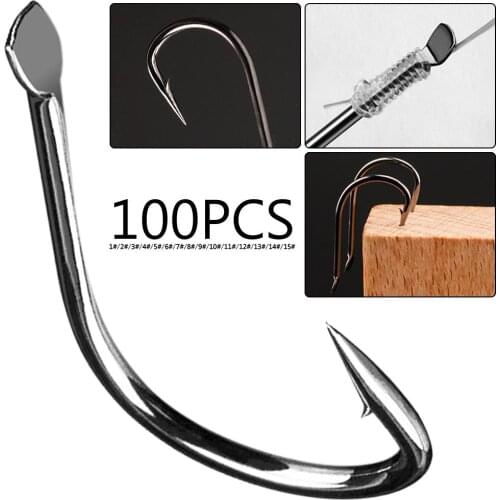 100Pcs Steel Fishing Barbed Hook Worm Bait Holder Fish Tackle Tools Accessories