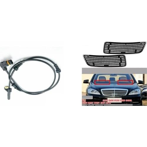 1x for Mercedes Benz W221 C216 ABS Wheel Speed Sensor & 1Pair Hood Upper Grill Vent for 2007-2013 MERCEDES S550 W221