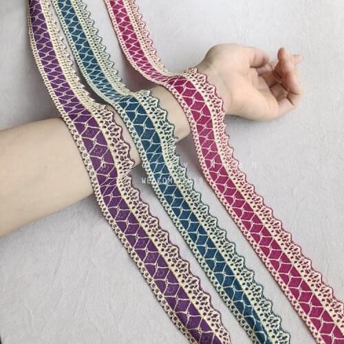 2 Meters 3cm Thick Elastic Lace Ribbon DIY Apparel Sewing Fabric Handmade Material Purple Pink Lace Trimming Garment Accessory