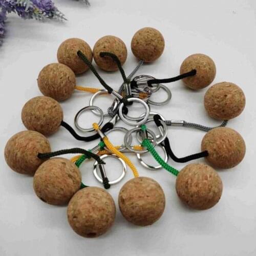 2 pcs of cork ball keychain multi-function floating key ring decoration special wooden cork ball household key ring decoration