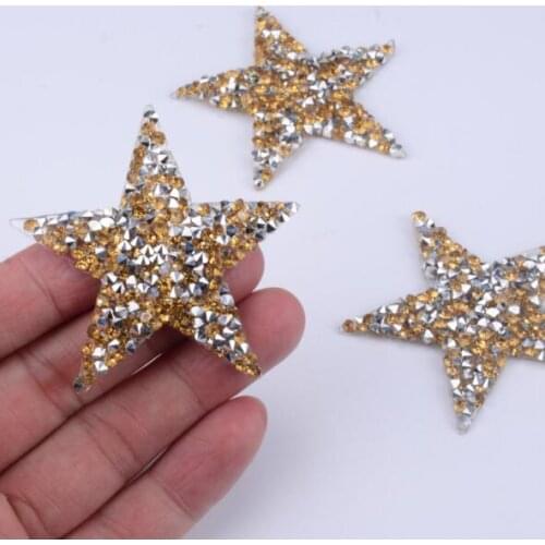 20pcs Fun Rhinestones Star Embroidered Patch Iron On Sewing Crystal Applique For Jeans Clothing Bags Decoration Sew On Patches