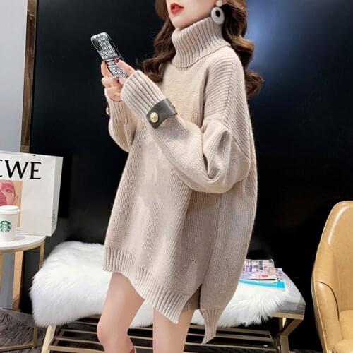 2020 Autumn Winter New Turtleneck Warm Sweater Pullovers Female Button Up Thicken Casual Women Korean Snow Knitted Jumpers Z902