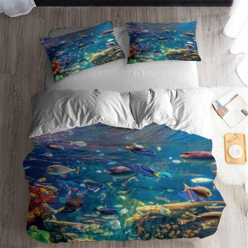 HELENGILI 3D Bedding Set Underwater world Print Duvet cover set lifelike bedclothes with pillowcase bed set home Textiles #2-12