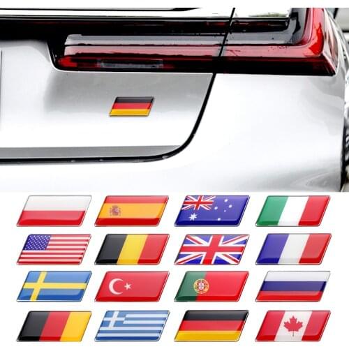 3D Aluminum Countries National Flag Sticker Car Body Trunk Decoration Laptop Trim Decal for Chevrolet Audi VW Benz Toyota Subaru