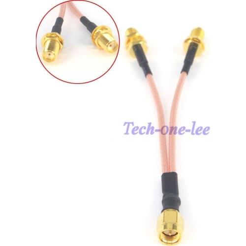 5 piece/lot SMA Male to Y type 2 SMA female Connector Splitter Pigtail Cable RG316 10CM