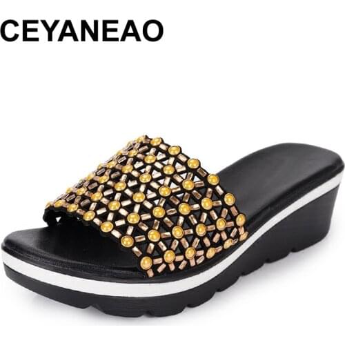 CEYANEAOSlippers for women sandals 2020 summer 4.5cm high heels women shoes woman summer slippers sandals casual shoes