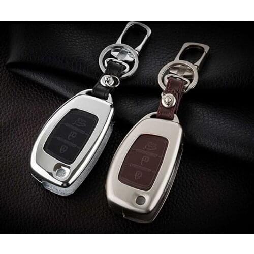 Peacekey Zinc Alloy+Leather Car Key Cover Case Shell For Hyundai Solaris HB20 Veloster Accent Elantra SR i20 i30 i35 iX20 iX35
