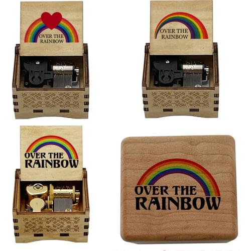 Somewhere Over the Rainbow Music Box Wooden wind up Gifts Birthday Gift Mothers Day Mom Mama Parents Children christmas gift