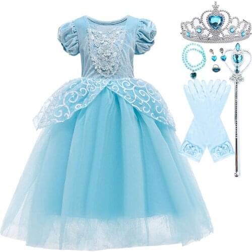 3-10 Years Girl Christmas Evening Dress Kids Cinderella Dress Princess Accessories Children Birthday Party Prom Evening Dress