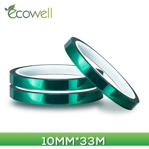 Ecowell 3PCS 10mm*33M PET High Temperature Tape High Heat Resistant Suitable for PCB Welding Plates Insulation Protection