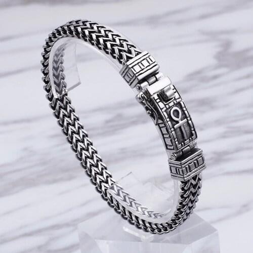 European and American hip hop jewelry double row bracelet bracelet mens personality punk titanium steel bracelet