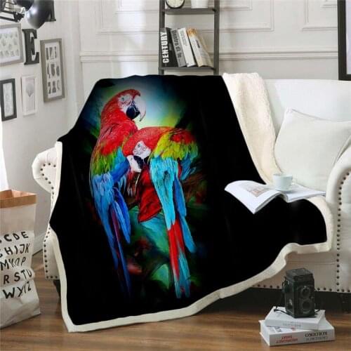 Parrots 3D Printed Fleece Blanket for Beds Thick Quilt Fashion Bedspread Sherpa Throw Blanket Adults Kids 01