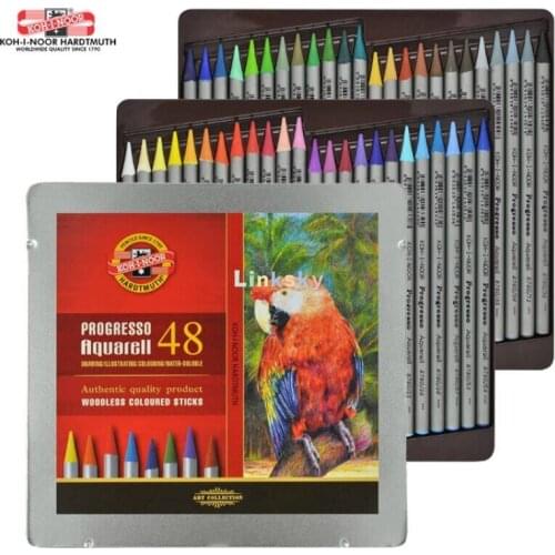 KOH-I-NOOR Progresso Woodless Aquarell Coloured Pencils,12/24/36/48 Colors Set of Woodless Aquarell Coloured Pencils