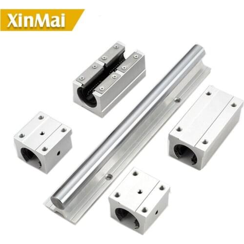 2pcs SBR16 16mm linear rail 1000mm 1100mm length support round guide rail + 4pcs SBR16UU slide block for cnc