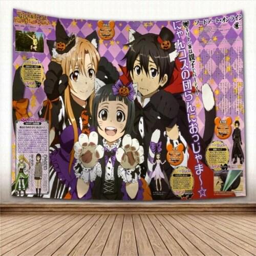 Sword Art Online Tapestry Colorful Psychedelic Decorative Carpet Wall Fabric For Living Room Bedroom Tapestries Accessories