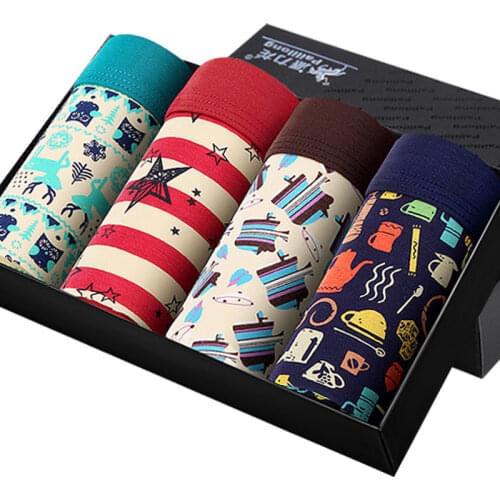 4pcs/lot Male Panties Men Underwear Boxers Breathable Boxer Hombre Printed Underpants Comfortable Mens Underpants Boxer Shorts
