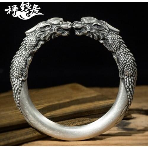 Silver bracelet men domineering personality fashion restoring ancient ways open hand ring is aggravating bracelet