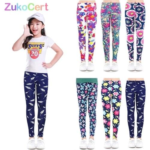 ZukoCert Soft Girls Leggings Baby Girl Clothes Pencil Pants Cotton Kids Trousers Print Flower Skinny Children Leggings For Girls