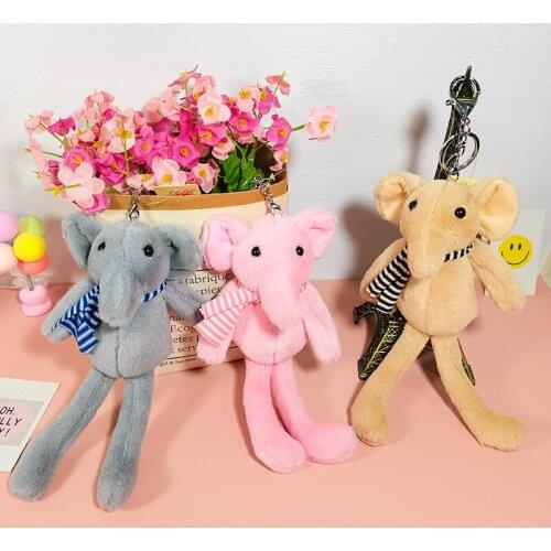 New Fragrance Long Leg Elephant Schoolbag Pendant Cute Doll Keychain Female Plush Doll Couple Gifts for Men and Women