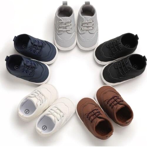 Newborn Baby Boy Girl Soft Sole Leather Crib Shoes Solid Causal Hook 0-18M Kids Shoes