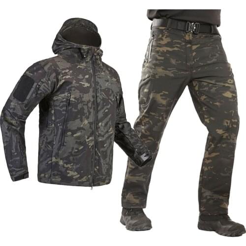 Army Waterproof Airsoft Hunting Clothes SoftShell Hunting Jacket Sets Tactical Jackets Pants Suit Shark Skin Military Coat Pants