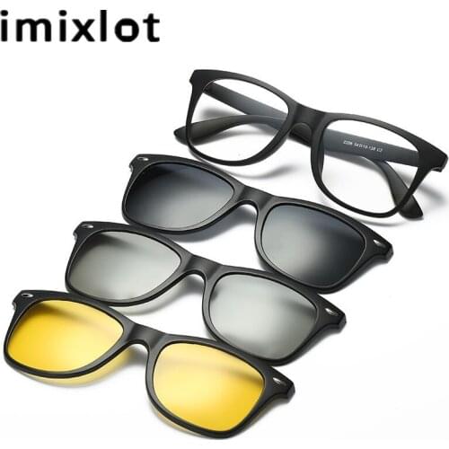 IMIXLOT Polarized Clip On Sunglasses Men Driving Night Vision Lens Sun Glasses Male Anti-UVA UVB For Women Magetic Eyewear