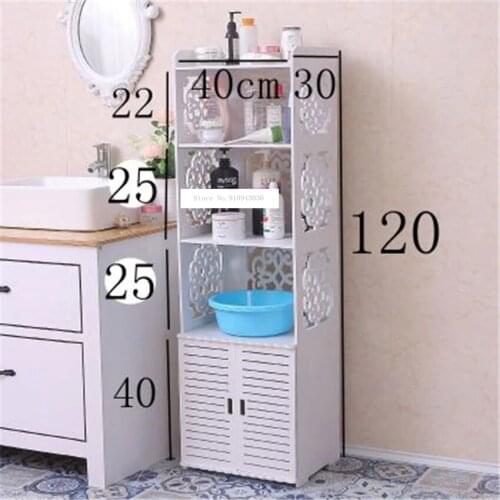 PVC Wood Plastic Panel Elegant Bathroom Storage Cabinet Toilet Side Cabinet Tissue Organizer Rack Home Furniture Corner Cabinet