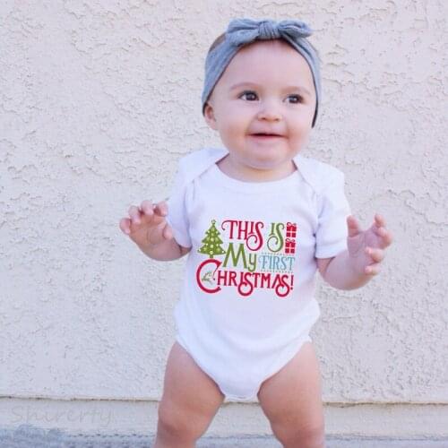 My First Christmas Onesie First Christmas Baby Clothes Newborn Toddler Girls Boys Rompers Jumpysuit Christmas Outfit Baby Gift