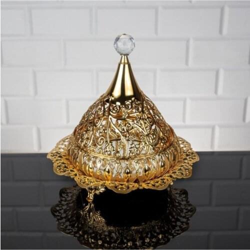 Large Golden Dome Metal Stone Mirrored Sugar Bowl Turkish Delight Bowl 24x24 Cm