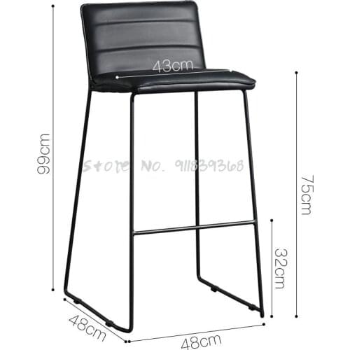 North Europe Light Luxury Bar Stool Modern Simple Bar Chair Net Red Iron Art High Stool Home Back Bar Chair