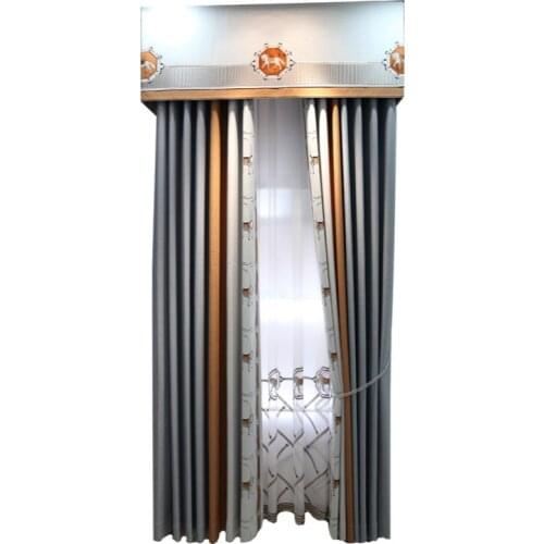 Light luxury high-end Nordic minimalist modern gray stitching curtains living room bedroom study window shading customization