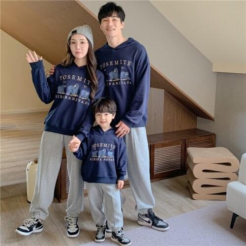 Parent-child hooded sweater autumn/winter 2021 new heavy industry high-end embroidery western style whole home outfit