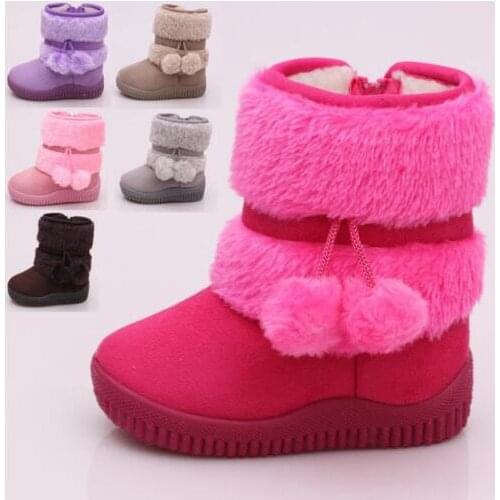 Girls Snow Boots New Fashion Thick Warm Kids Boots Lobbing Ball Thick Children Winter Cute Boy Boots Princess Shoe