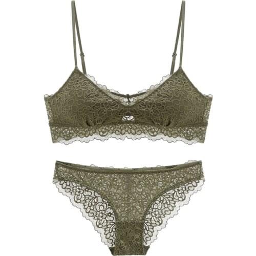 Thin Cotton Cup Wireless Bra with Removable Padded Embroidery Lace Set Underwear Women Lingerie Lace Top Bra for Girls