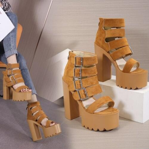 Women Sandals High Heels 2021 New Summer Fashion Buckle Female Gladiator Sandals Platform Shoes Woman Black