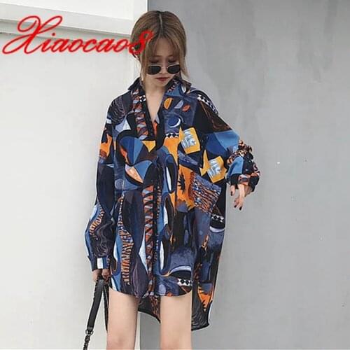 Women Oversized Chiffon Blouse 2021 New Fashion Long Sleeve Print Shirts and Blouses Femme Causal Loose Tops Plus Size Blusas