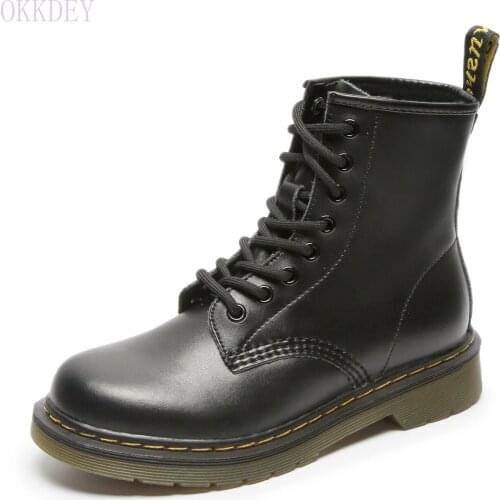 YSHUNIJ Martin boots female joker retro British style tube short boots female couple motorcycle boots female