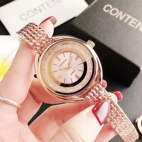 CONTENA Rhinestones Women Watches Diamond Quartz Watch Women Stylish Rose Gold Watch for Women Clock Ladies Watches Montre Femme