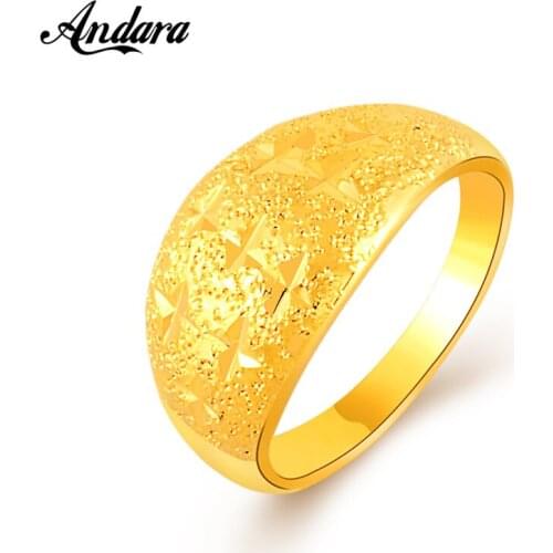 High Quality 24k Gold Color Star Shape Finger Ring Size 6 7 8 9 For Women New Gold Filled Ring Jewelry