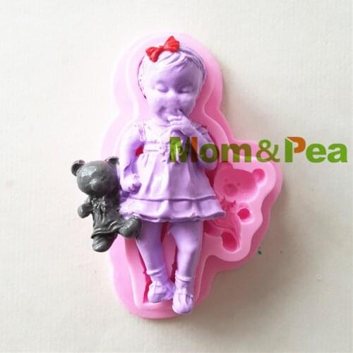 Mom&Pea 1386 Free Shipping Girl Silicone Mold Cake Decoration Fondant Cake 3D Mold Soap Mold Food Grade