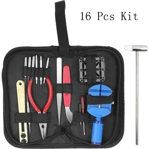 16pcs Watch Tools Set Watch Repair Tool Kit Clock Screwdriver Set Remover Watchmaker Pin Remover Hammer Pliers Opener Hand Tool