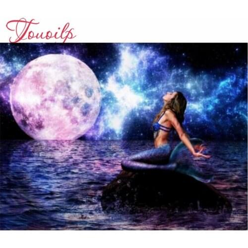 Touoilp 5D DIY Diamond Painting Needlework Craft Gift Full Square round Moon Goddess Embroidery Cross Stitch Kits