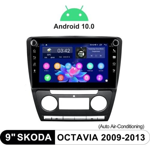 Android 10.0 Car Stereo 9 Inch With Android Auto & CarPlay GPS Naviagtion For Skoda Octavia 2009-2013 (Auto Air-conditioning)