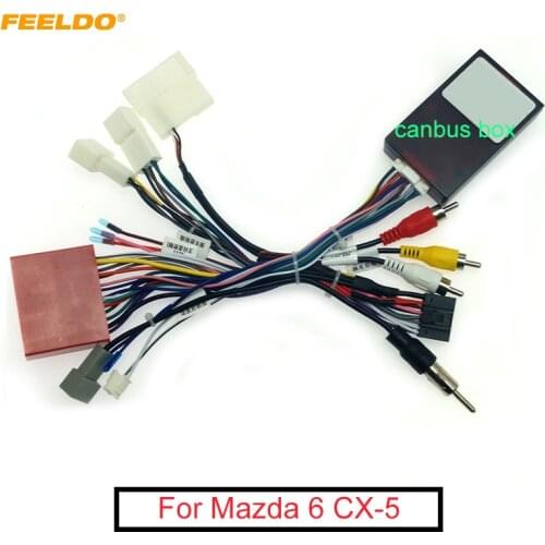 FEELDO Car 16pin Audio Wiring Harness With Canbus Box For Mazda 6 CX-5 Stereo Installation Wire Adapter