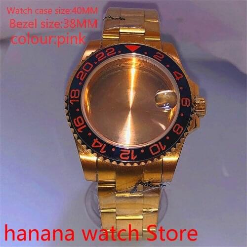 Bliger Suitable for Mingzhu automatic winding 40mm sapphire glass sealed back gold box series, with rotating green pink