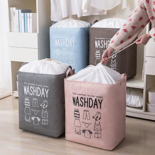 Large Foldable Storage Bag Organizer Laundry Toy Basket Dirty Clothes Underwear Shipping Drawstring Bag For Bedroom Bathroom
