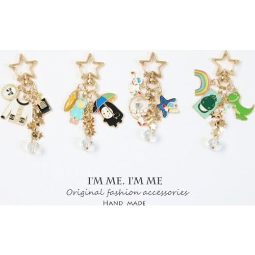 Ins crystal super sweet fairy key pendant cute keychains Tassel Pretty Keyrings