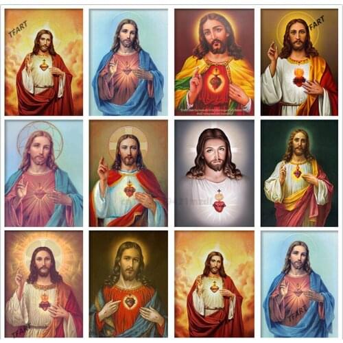 Diamond Embroidery Religious Jesus Sacred Heart Diamond Cross Stitch Diamond Painting Diamond Mosaic Home Decoration Wall Art