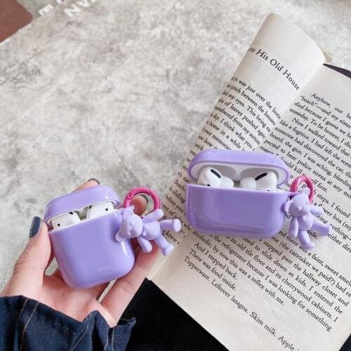 For airpods 2/Airpods Pro Earphone Case Cute Korea bear purple Cover cartoon candy Hearphone Cover fundas for air Pods 2 Case