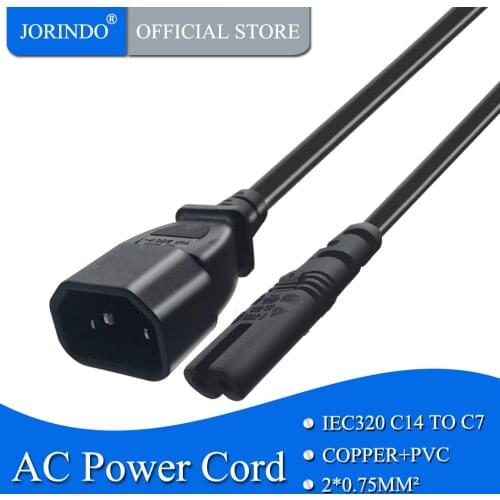 JORINDO 2M/6.6FT IEC320 Figure 8 C7 2 hole to C14 3 pin AC power cable cord,C14 TO C7 PUD/UPS Power Conversion Cable